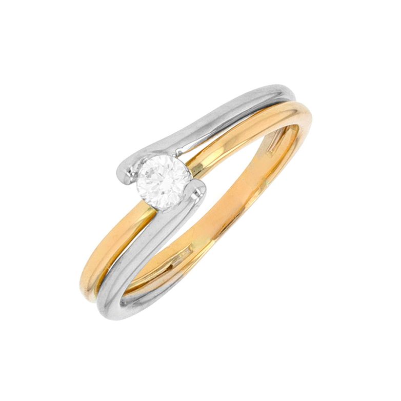 Solitaire diamant 0.16 carat 2 ors 3g